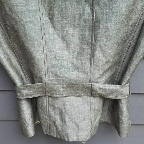 Tahari Gray Cap Sleeve Linen Blend Belted Jacket Size 12 - Picture 11 of 11